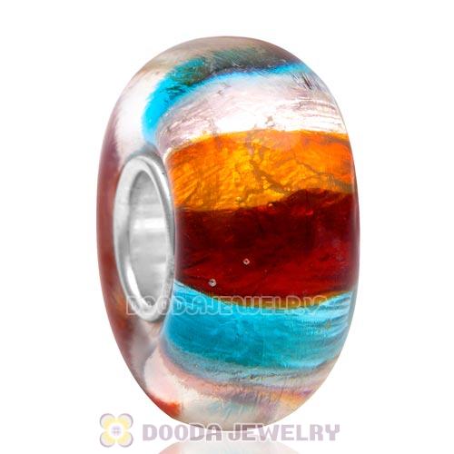 Top Class New Style Colorful Stripe Glass Beads with 925 Silver Single Core