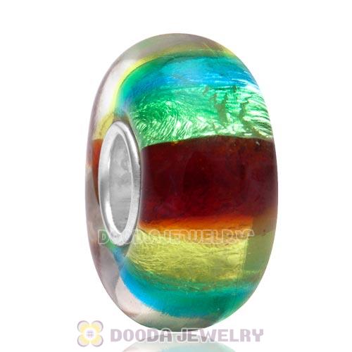 New Style Gradient Color Colorful European Glass Beads with 925 Silver Single Core