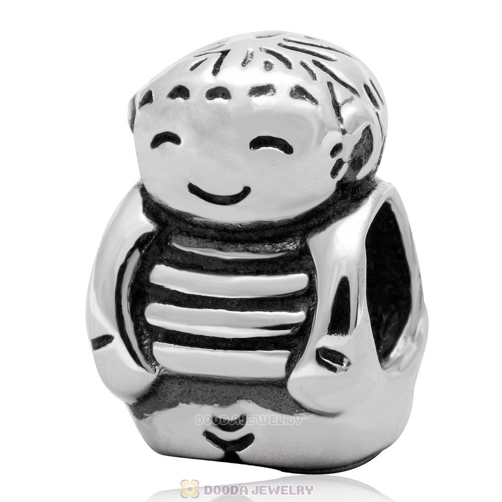 925 Solid Sterling Silver Charm Jewelry Happy Boy Beads and Charms