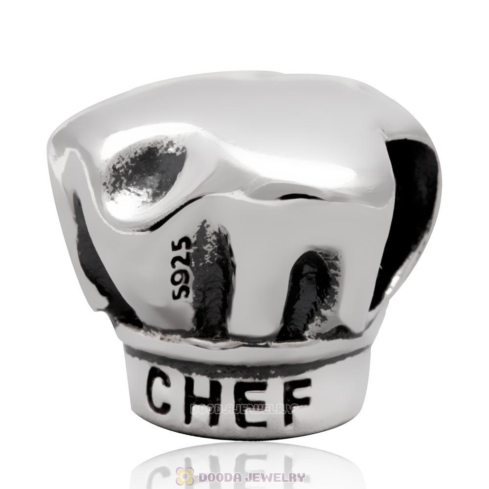925 Sterling Silver I love Cooking CHEF Hat Bead 