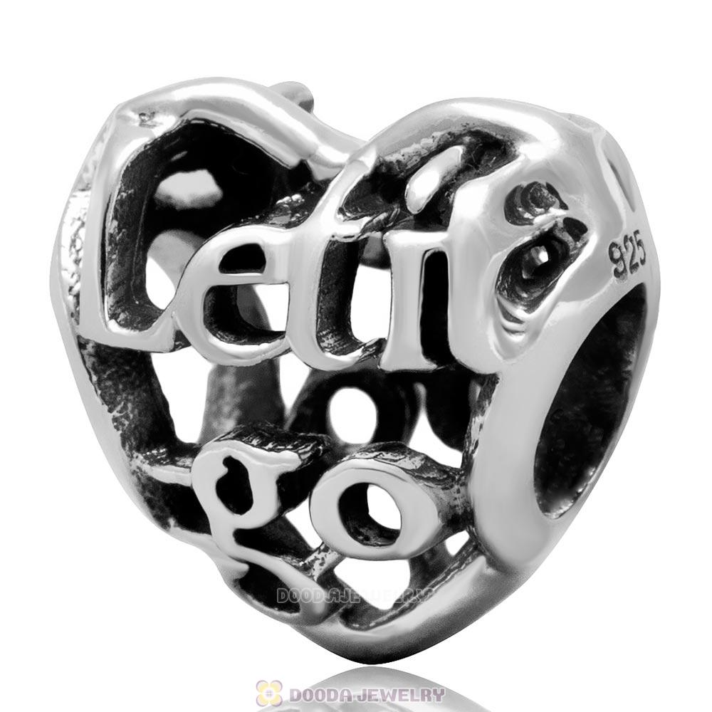925 Sterling Silver Let it Go Openwork Heart Charm Bead