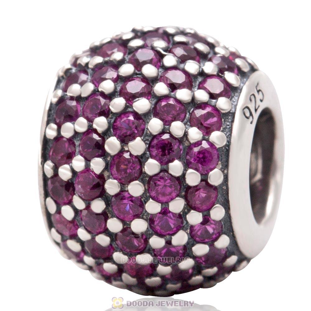 925 Sterling Silver Fuchsia Pave Lights with Fuchsia CZ Bead 