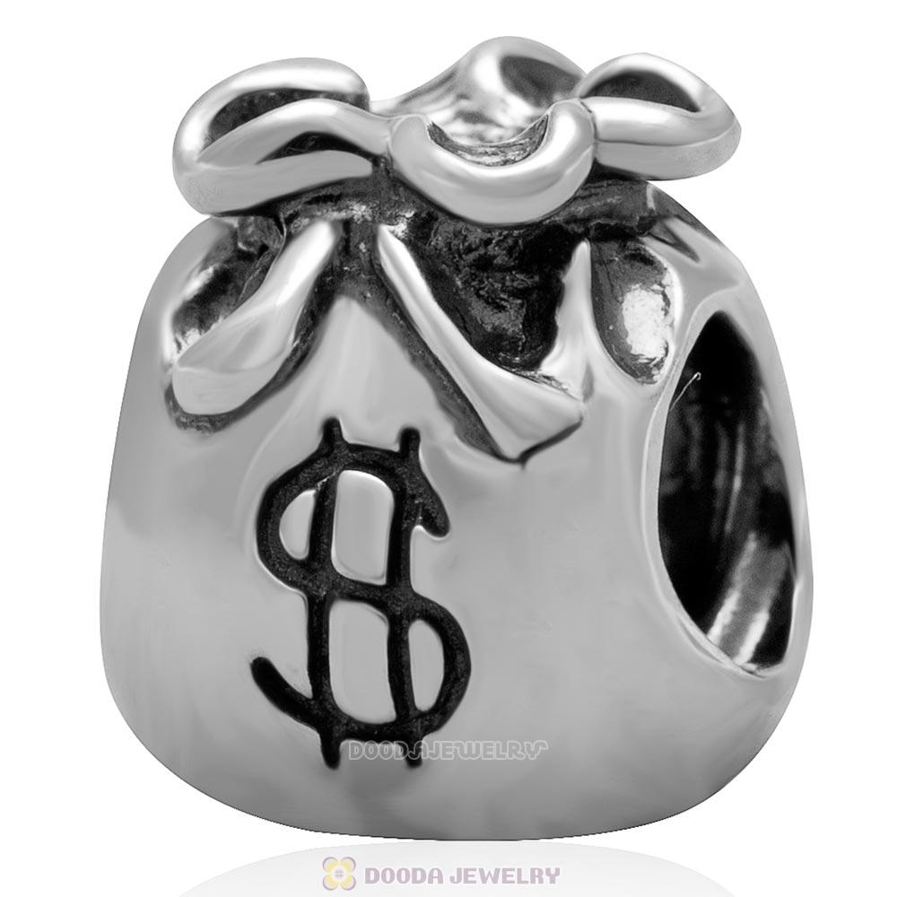 Antique 925 Sterling Silver Money Bag Charm Bead