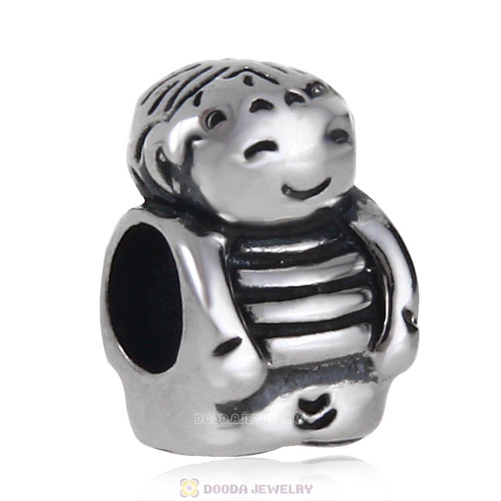 925 Solid Sterling Silver Charm Jewelry Happy Boy Beads and Charms