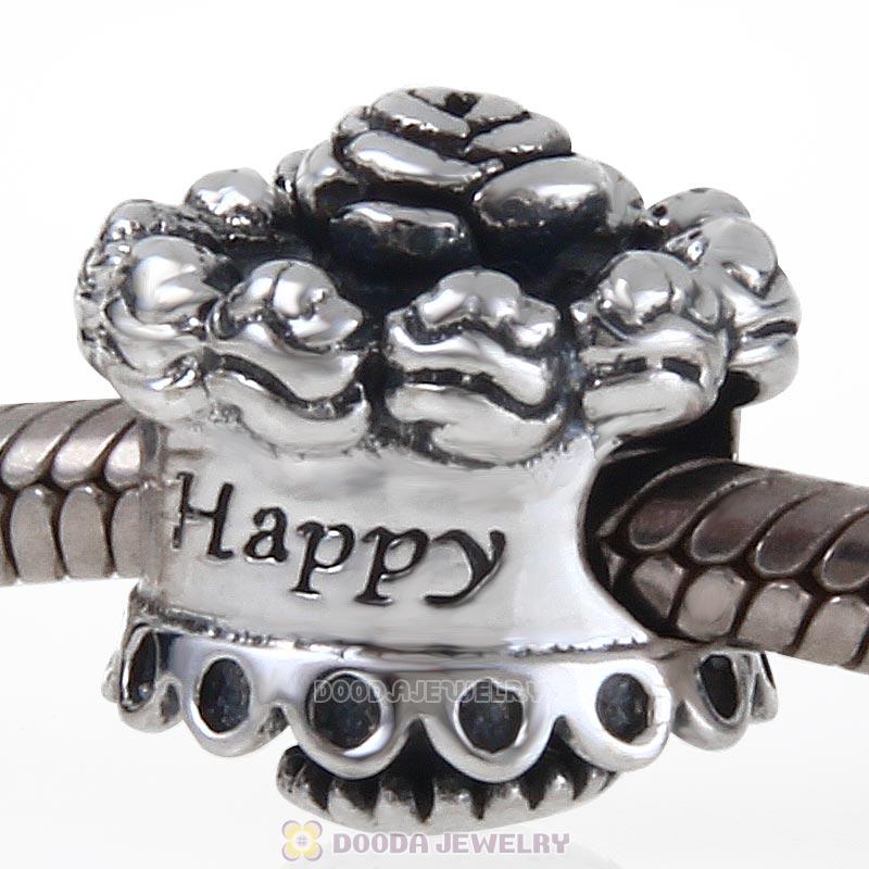 925 Sterling Silver New Style Happy Birthday Cake Charm Bead