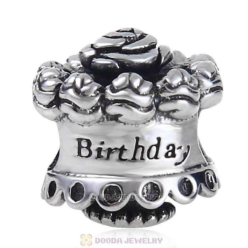 925 Sterling Silver New Style Happy Birthday Cake Charm Bead