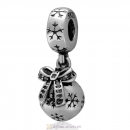 925 Sterling Silver Christmas Ornament Dangle Charm Beads with CZ Stone