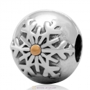 Snowflake Winter Wonderland Gold Plated Sterling Silver Clip Charm Bead