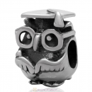 925 Antique Sterling Silver Charm Graduation Study Owl Bead