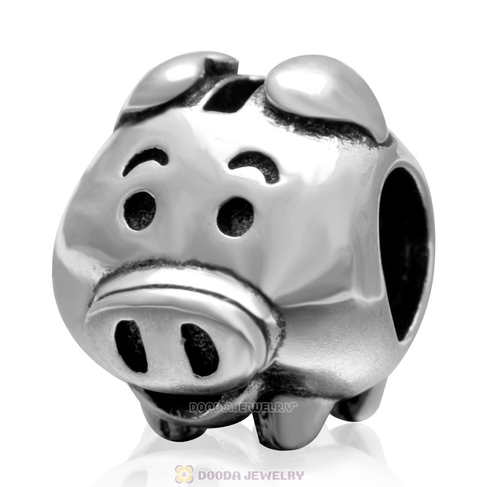 Piggy Bank Charm 925 Sterling Silver Jewelry