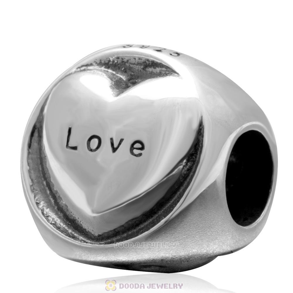 Hope Faith Love Heart Bead 925 Sterling Silver Charm