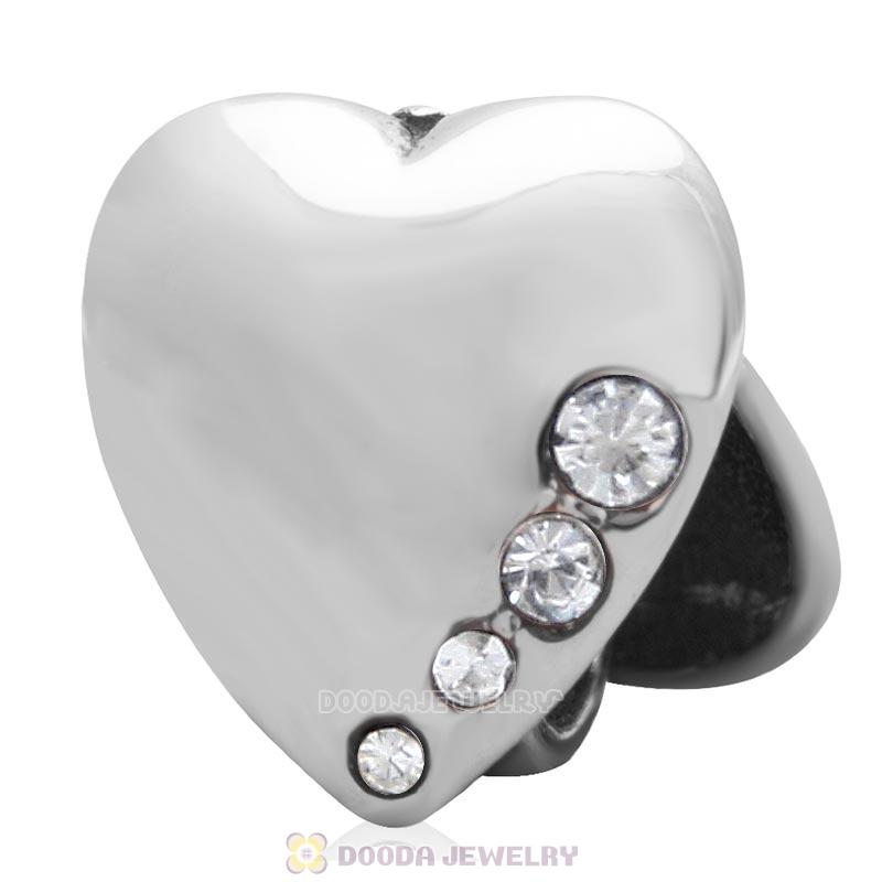 Heart to Heart Charm 925 Sterling Silver with Clear Australian Crystal