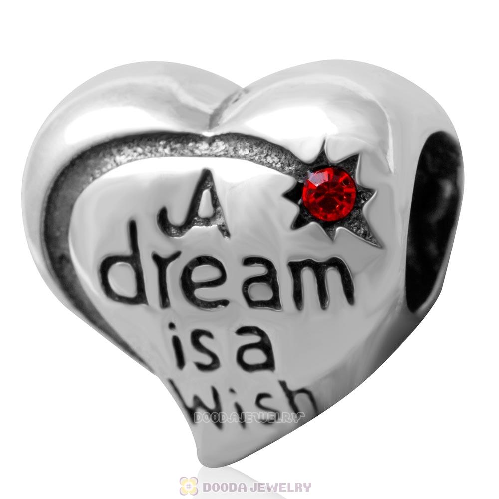 925 Silver A dream is a wish your heart makes Bead with Hyacinth Crystal