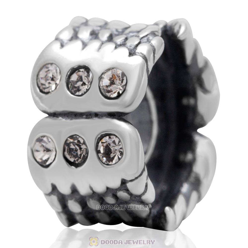 Wings Around 925 Sterling Silver European Charm Bead with Clear Austrian Crystal