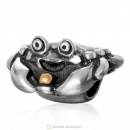 Happy Crab Antique Sterling Silver Gold Plated Bead 