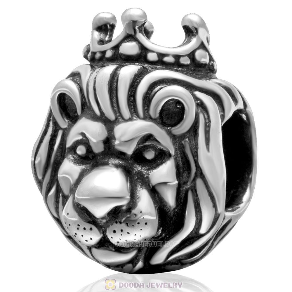 High Grade 925 Sterling Silver Lion King Charm Bead with Screw 