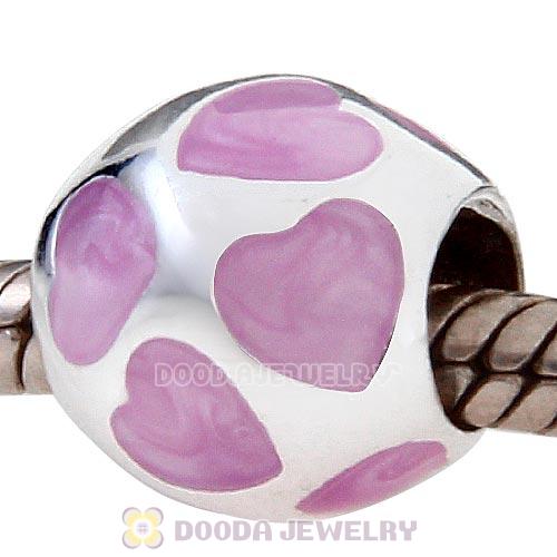 Enamel Pink Love You Charm Sterling Silver European Bead