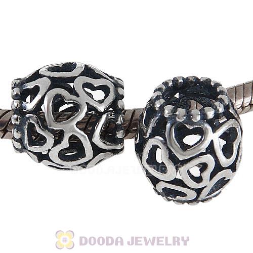 Solid Antique Sterling Silver Open Your Heart Charm Bead