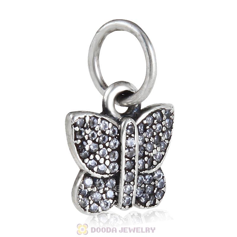 New 925 Sterling Silver Sparkling CZ Stone Butterfly Dangle Charms