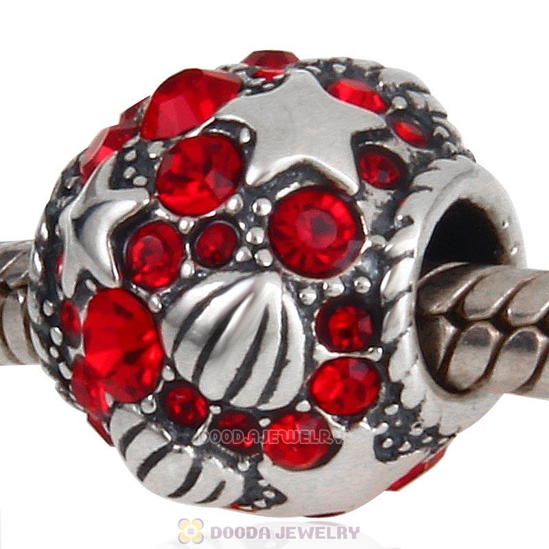 925 Sterling Silver  Buried Treasure Bead with Lt Siam Australian Crystal