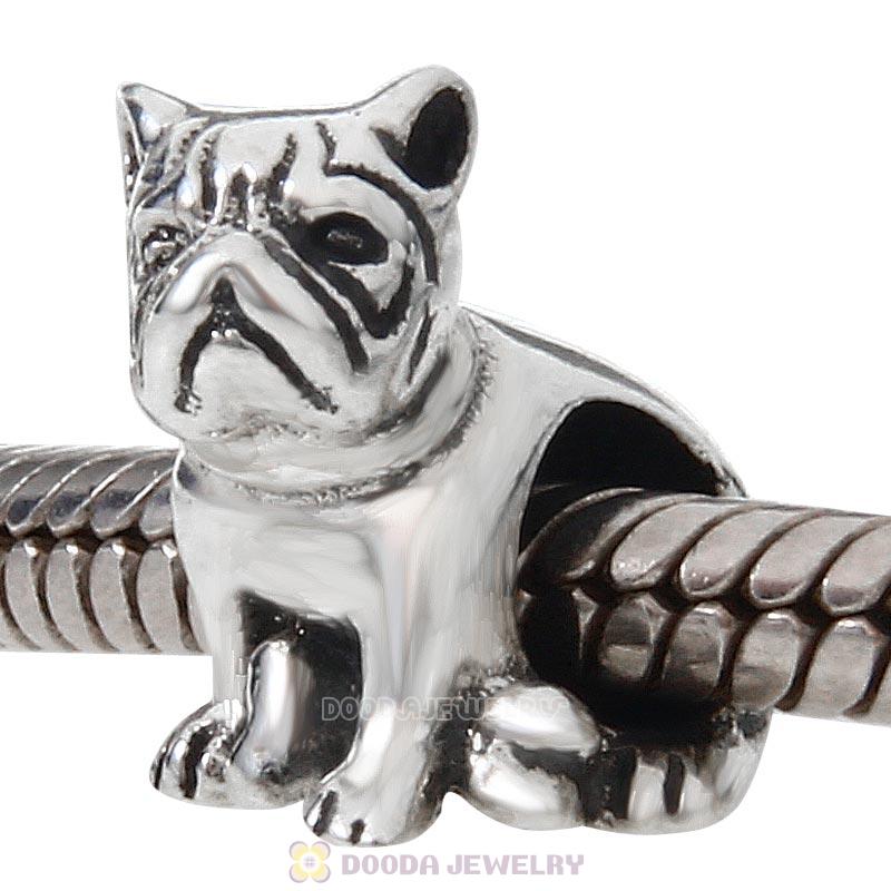 Antique Sterling Silver Sitting Dog Charm Bead