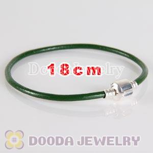 18cm Single Slippy Green Leather Charm Jewelry Bracelet