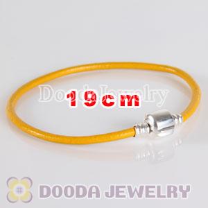 19cm Single Slippy Yellow Leather Charm Jewelry Bracelet