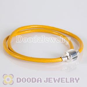 38cm Double Slippy Yellow Leather European Style Bracelet
