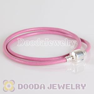 38cm Double Slippy Pink Leather Charm Jewelry Bracelet