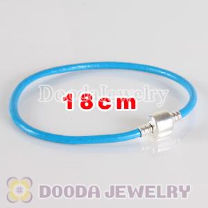18cm Single Slippy Blue Leather Charm Jewelry Bracelet