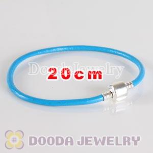 20cm Single Slippy Blue Leather Charm Jewelry Bracelet