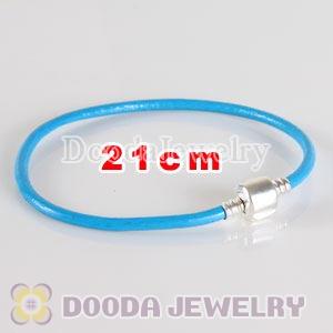 21cm Single Slippy Blue Leather Charm Jewelry Bracelet
