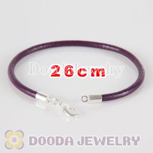 26cm purple slippy leather chain, silver plated lobster clasp fit Jewelry, European Beads, Lovecharmlinks etc