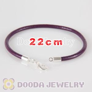 22cm purple slippy leather chain, silver plated lobster clasp fit Jewelry, European Beads, Lovecharmlinks etc
