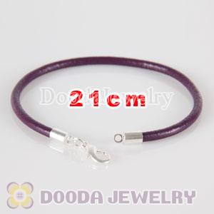 21cm purple slippy leather chain, silver plated lobster clasp fit Jewelry, European Beads, Lovecharmlinks etc