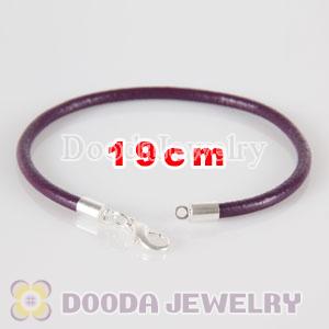 19cm purple slippy leather chain, silver plated lobster clasp fit Jewelry, European Beads, Lovecharmlinks etc