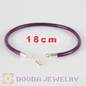 18cm purple slippy leather chain, silver plated lobster clasp fit Jewelry, European Beads, Lovecharmlinks etc