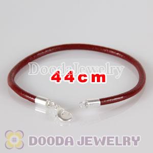 44cm red slippy leather chain, silver plated lobster clasp fit Jewelry, European Beads, Lovecharmlinks etc