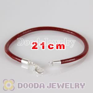 21cm red slippy leather chain, silver plated lobster clasp fit Jewelry, European Beads, Lovecharmlinks etc