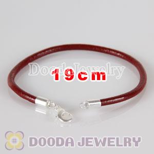 19cm red slippy leather chain, silver plated lobster clasp fit Jewelry, European Beads, Lovecharmlinks etc