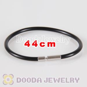 44cm black PU Leather chain, silver plated needle clasp fit Charm Jewelry Bracelet