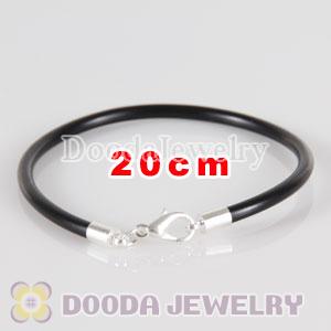 20cm black PU Leather chain, silver plated lobster clasp fit Charm Jewelry Bracelet