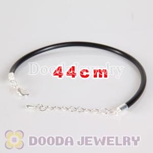 44cm black PU Leather chain, silver plated lobster clasp with adjustable chain fit Jewelry