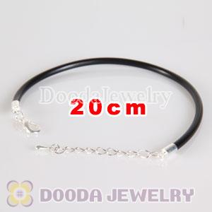 20cm black PU Leather chain, silver plated lobster clasp with adjustable chain fit Jewelry