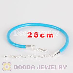 26cm blue slippy leather chain, silver plated lobster clasp with adjustable chain fit Jewelry