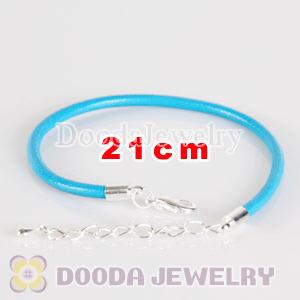 21cm blue slippy leather chain, silver plated lobster clasp with adjustable chain fit Jewelry