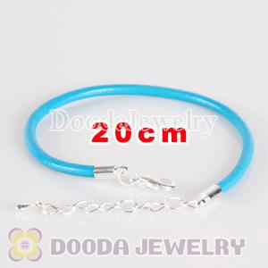 20cm blue slippy leather chain, silver plated lobster clasp with adjustable chain fit Jewelry