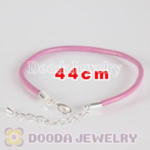 44cm pink slippy leather chain, silver plated lobster clasp with adjustable chain fit Jewelry