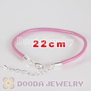 22cm pink slippy leather chain, silver plated lobster clasp with adjustable chain fit Jewelry