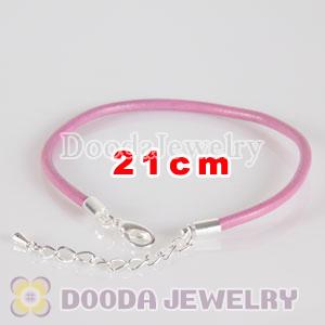 21cm pink slippy leather chain, silver plated lobster clasp with adjustable chain fit Jewelry